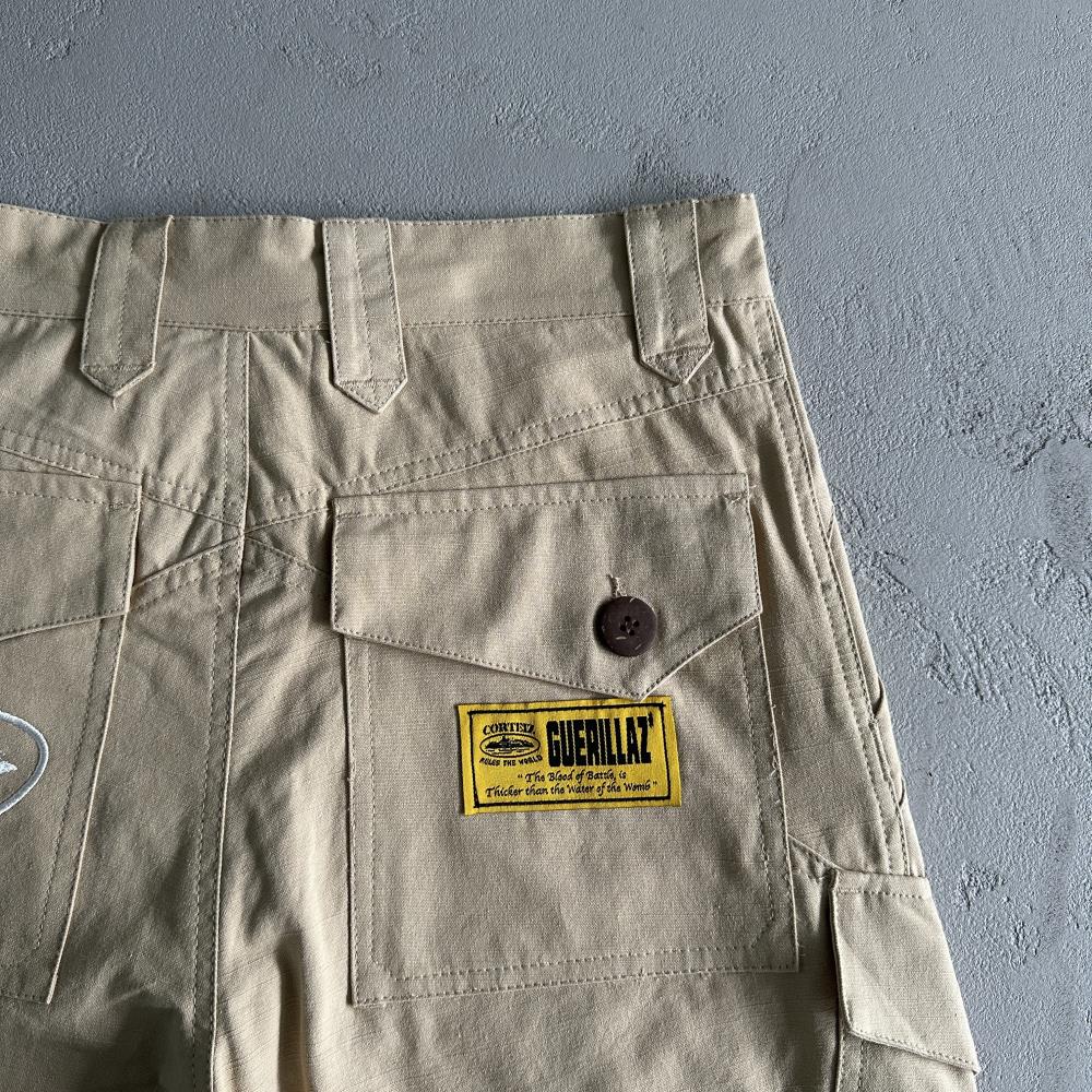 Slant pocket khaki shorts