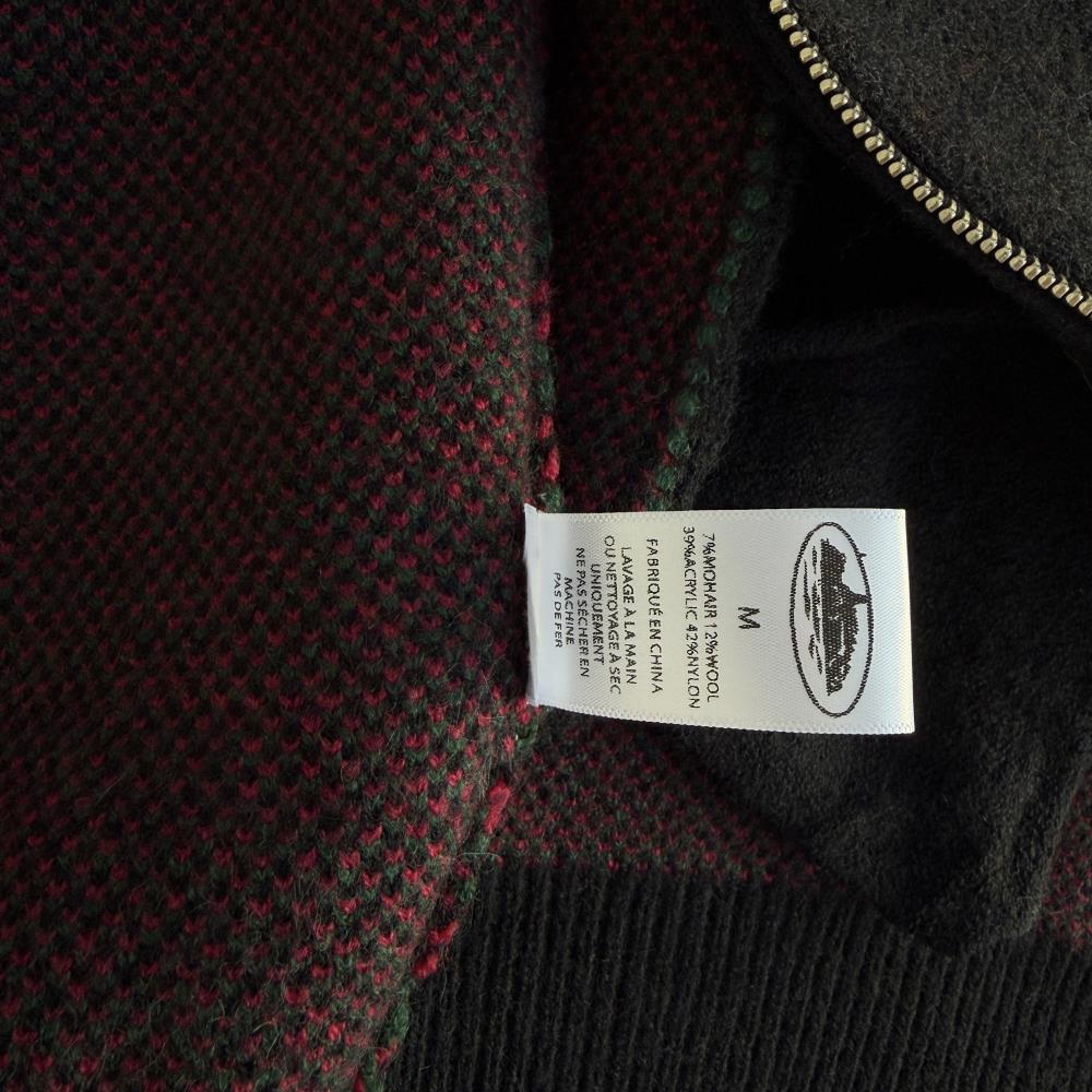 lux knit zip up-black