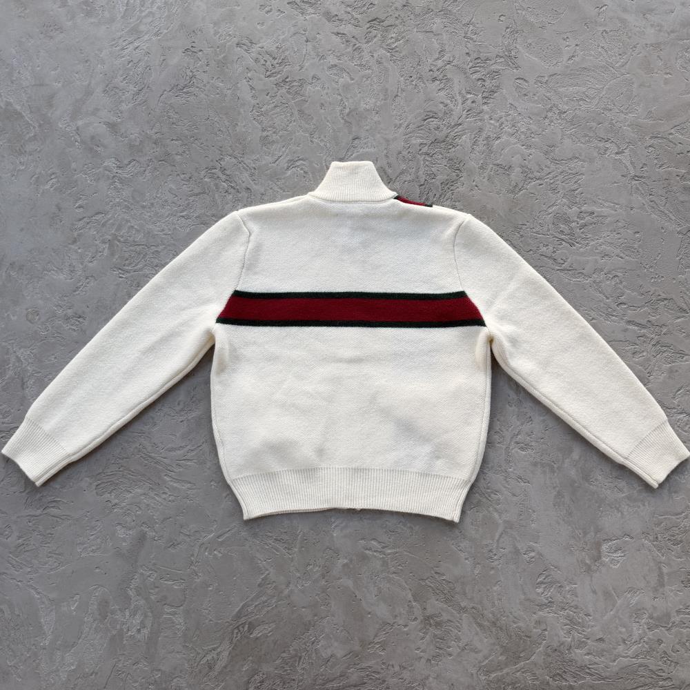 lux knit zip up-White