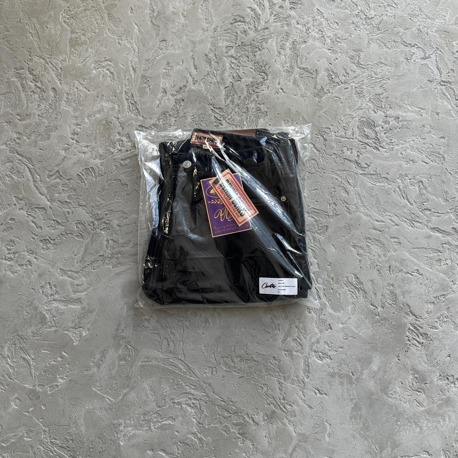 DUAL STRIPE BAGGY JEANS-black