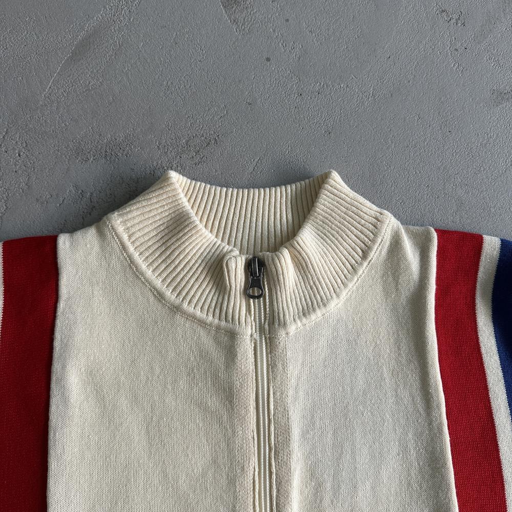 zip racer knit ss -cream