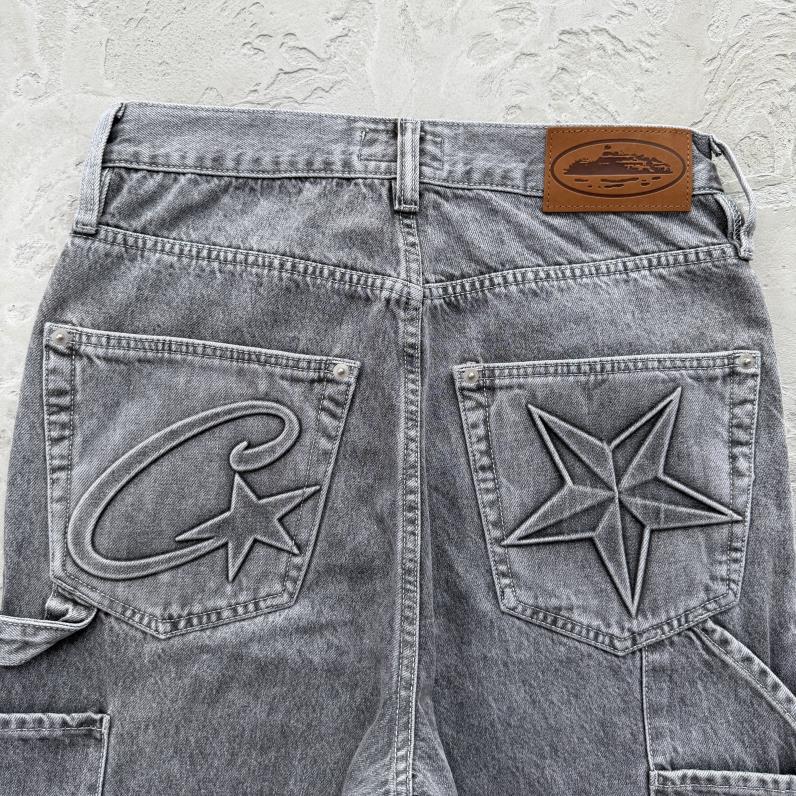 EMBOSSED C-STAR DENIM WORK PANT-grey