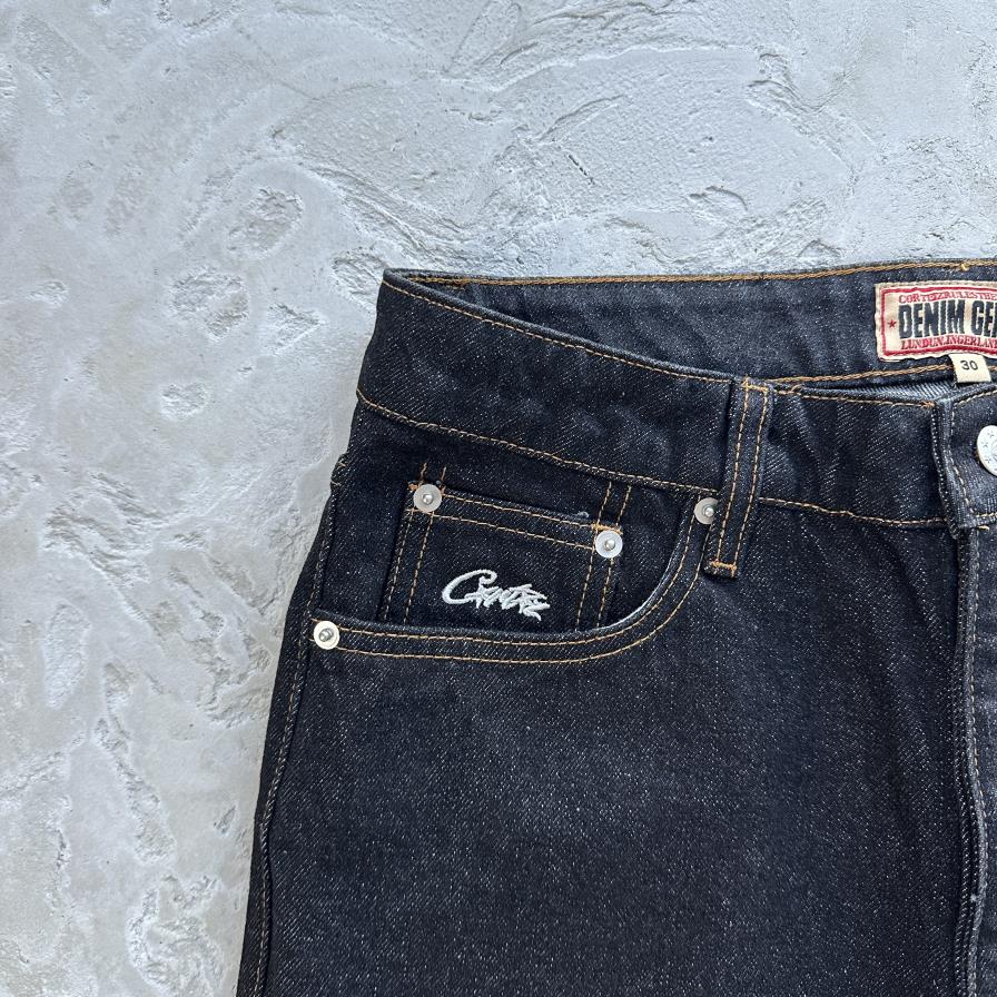 DUAL STRIPE BAGGY JEANS-black