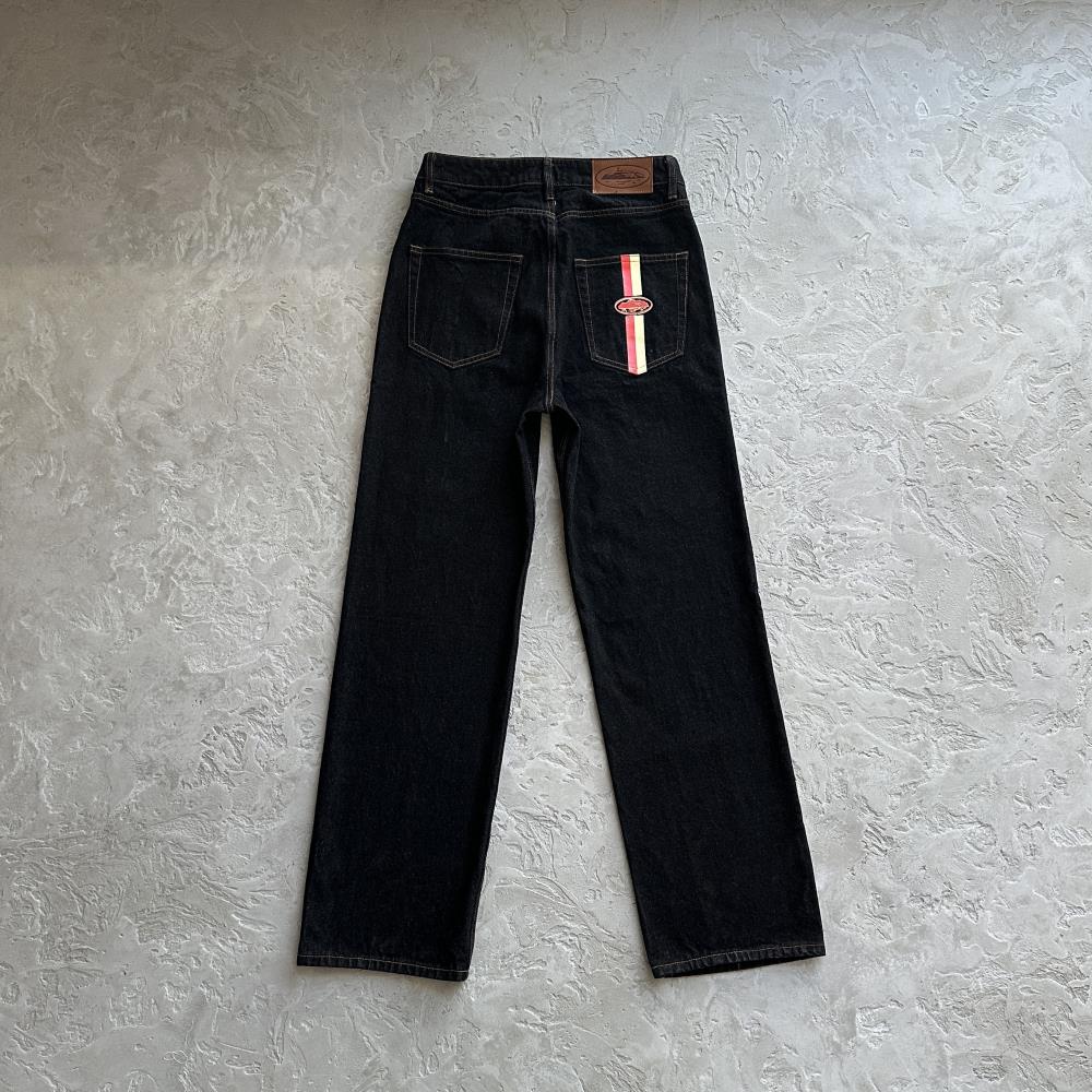 DUAL STRIPE BAGGY JEANS-black
