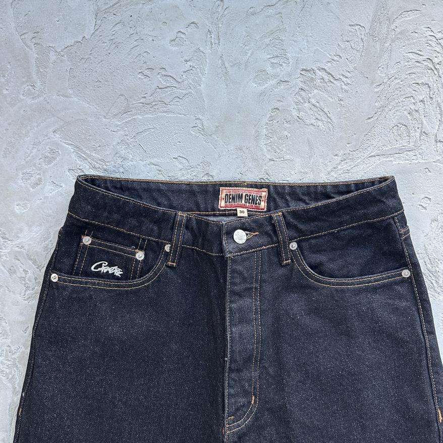 DUAL STRIPE BAGGY JEANS-black