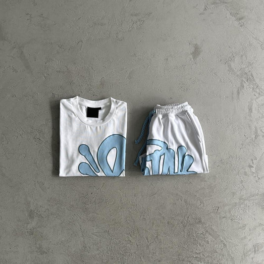 Syna Men's white and blue T-shirt set