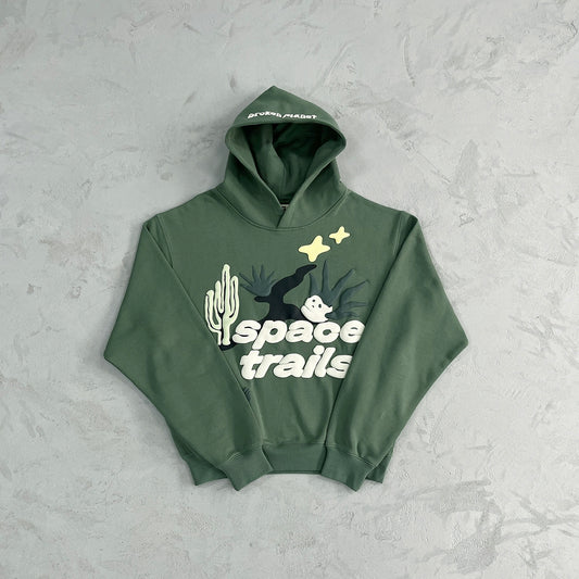 BPM “space trails”hoodie - green