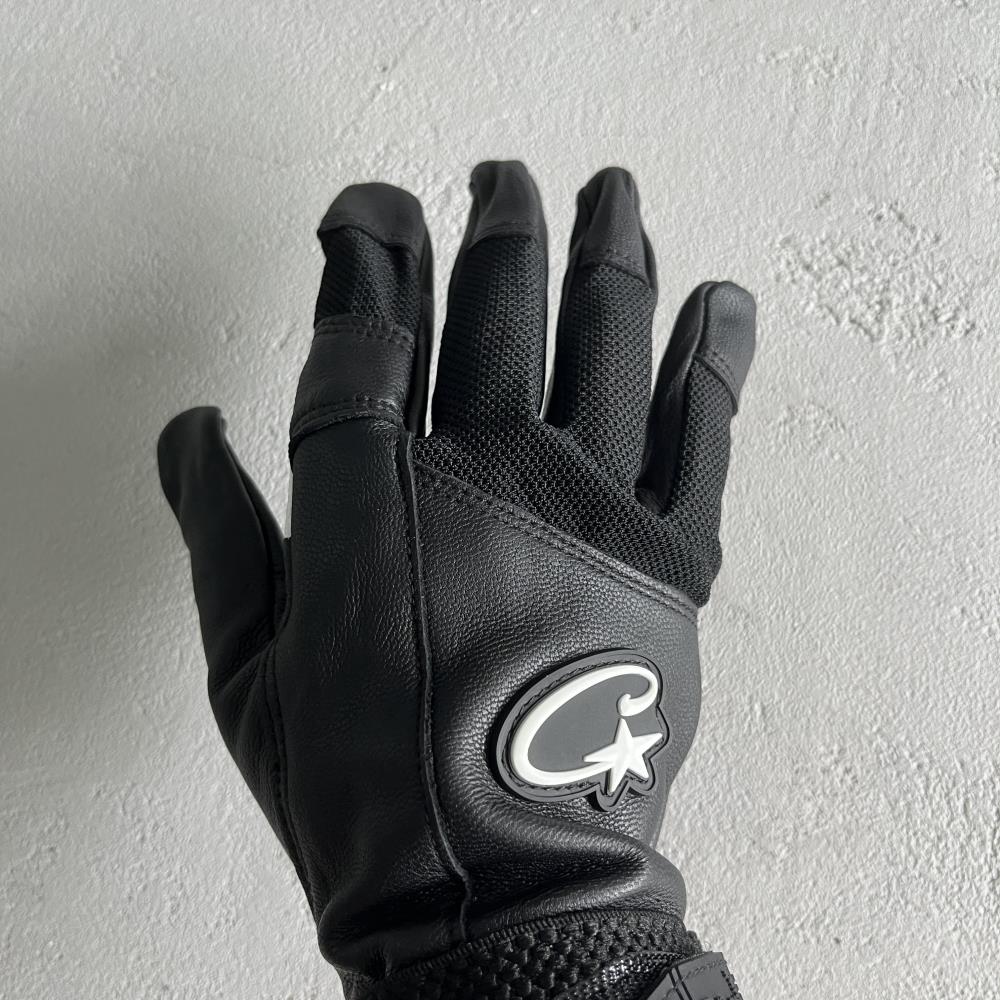 (Genuine cowhide) black leather gloves