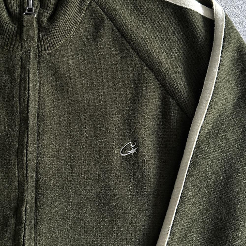 Knit zip up fleece-green