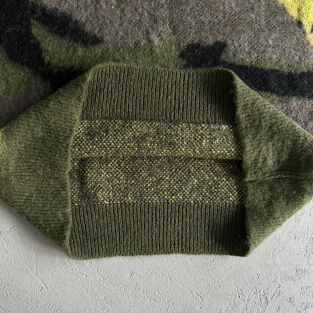 Mohair Knit Green Yellow Brown Camo Sweater Vest