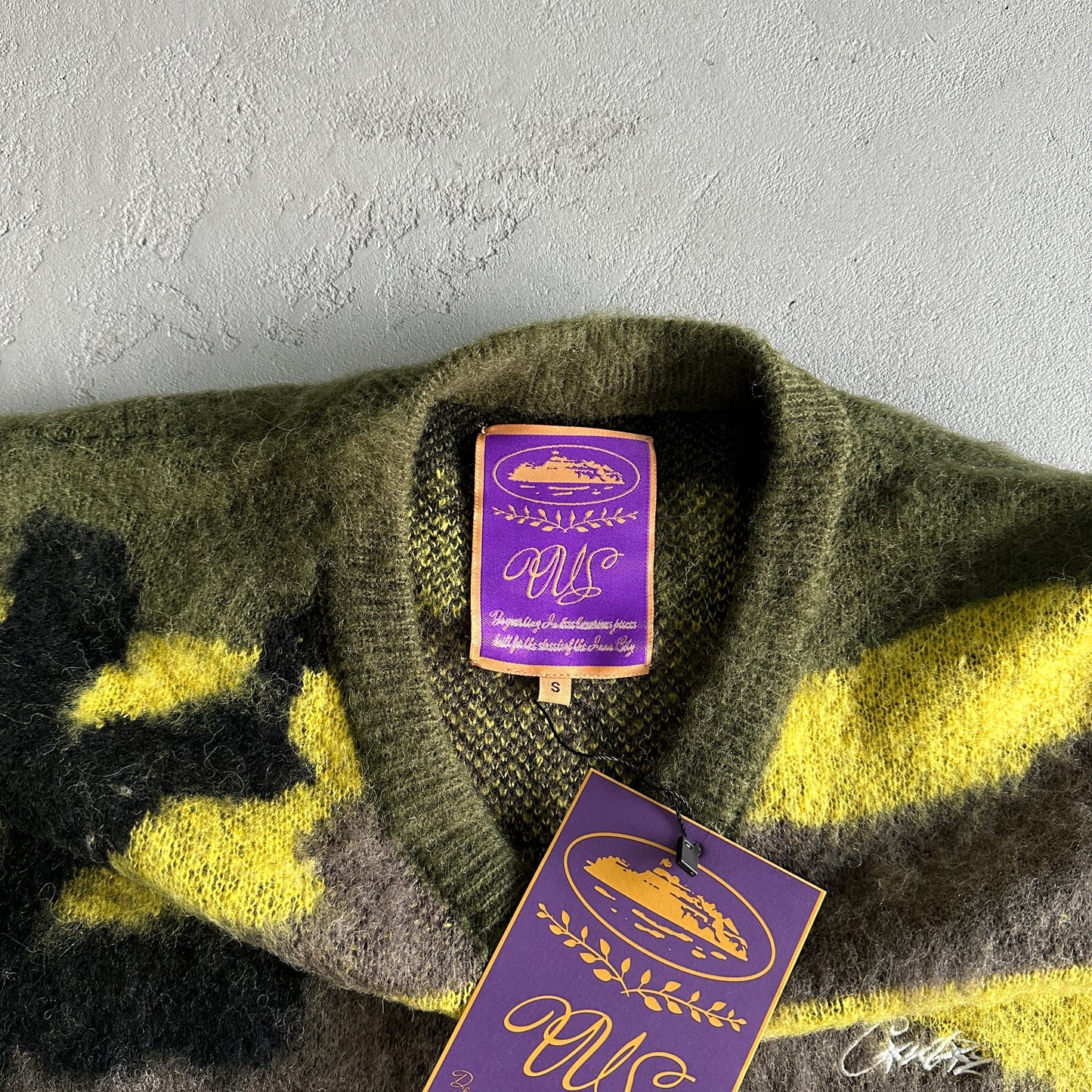 Mohair Knit Green Yellow Brown Camo Sweater Vest