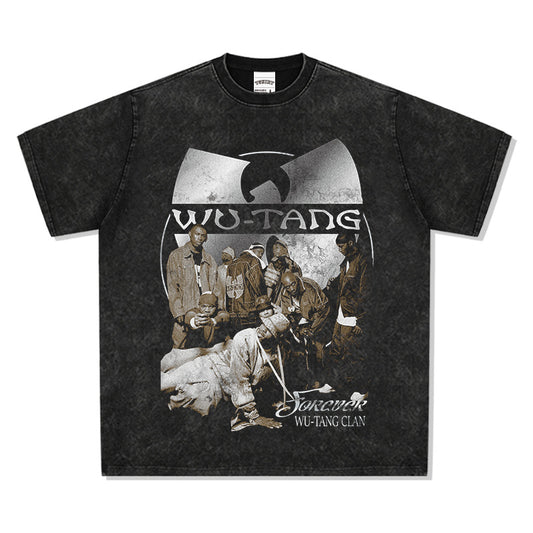 Wu-Tang Vintage Streetwear Tee | Washed & Distressed Short Sleeve Loose Fit