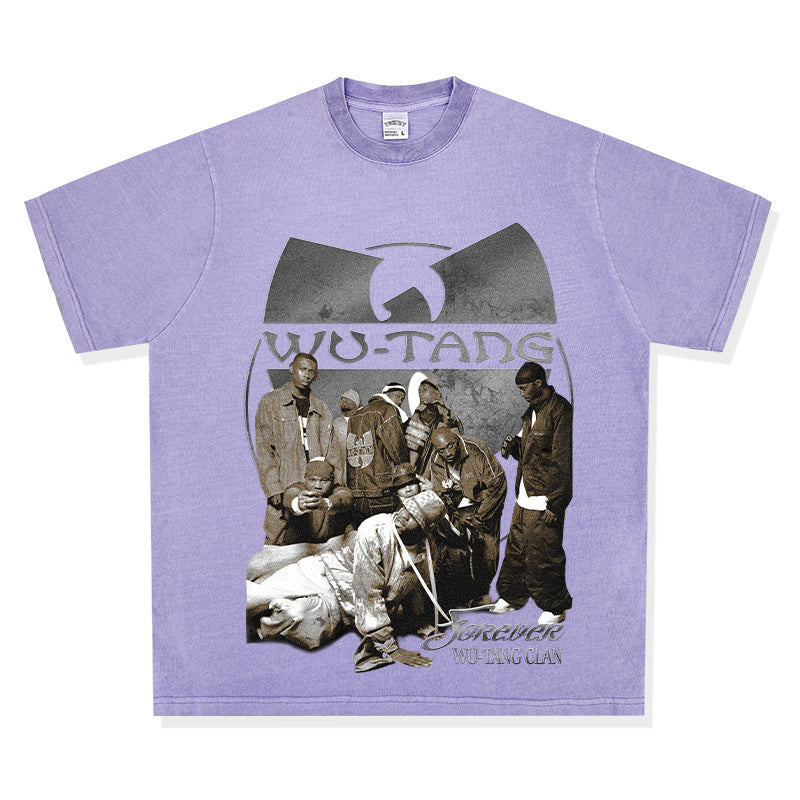 Wu-Tang Vintage Streetwear Tee | Washed & Distressed Short Sleeve Loose Fit