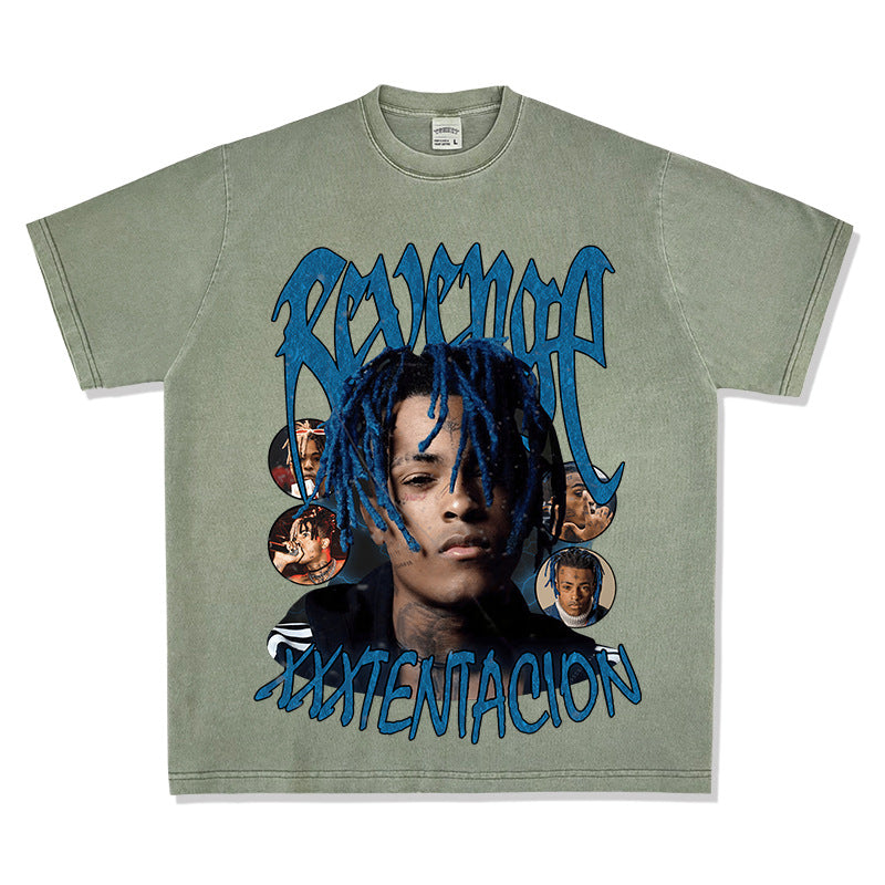 XXXTentacion Vintage American Hip-Hop Rap Printed Short Sleeve T-Shirt