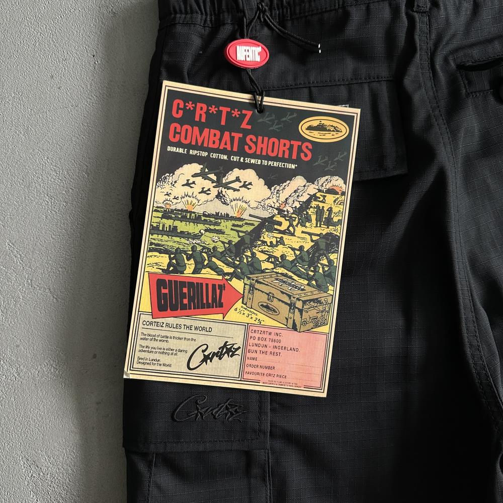 black cargo shorts