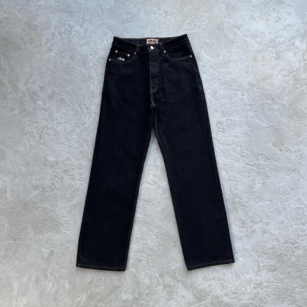 DUAL STRIPE BAGGY JEANS-black