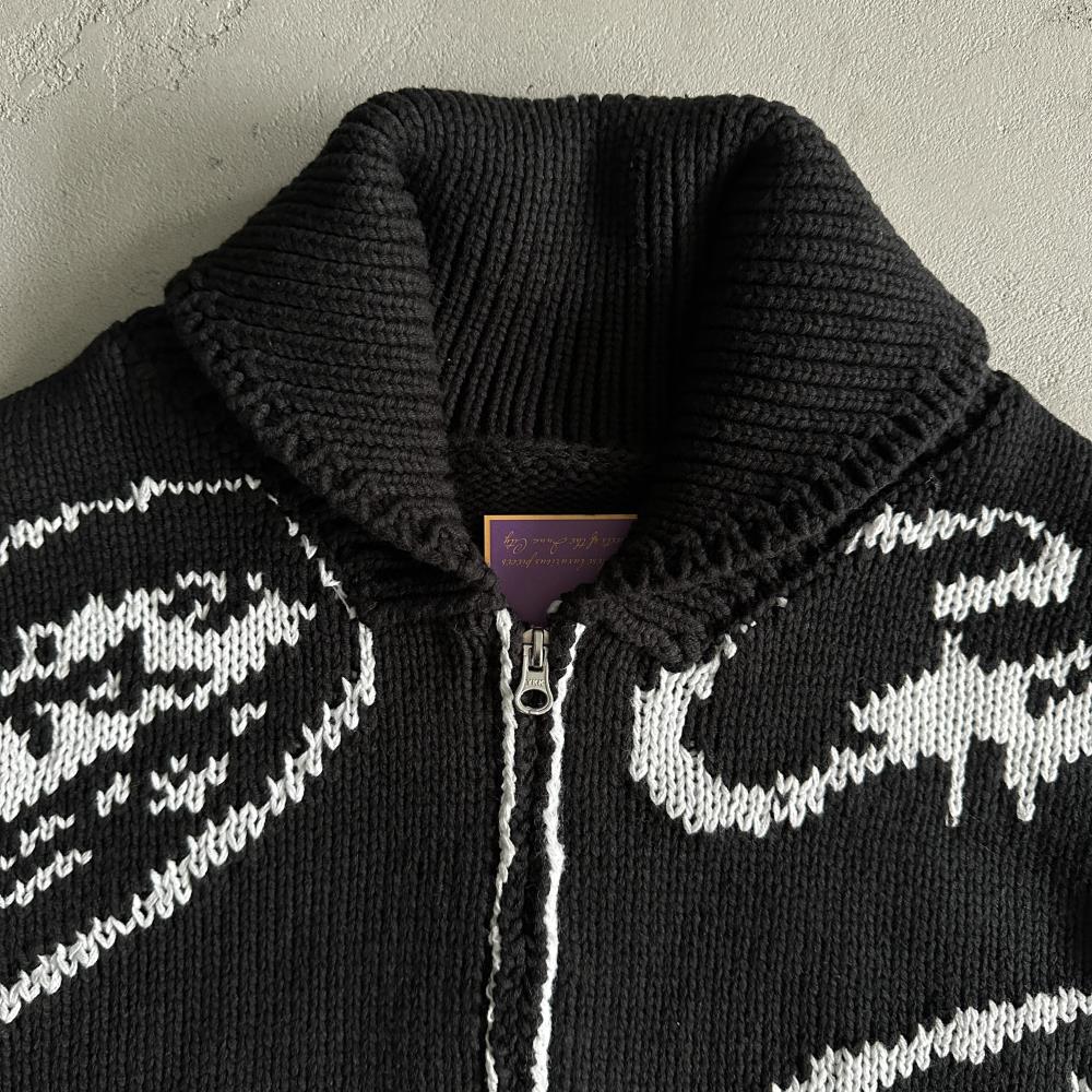 heavy knit jacquard sweater black