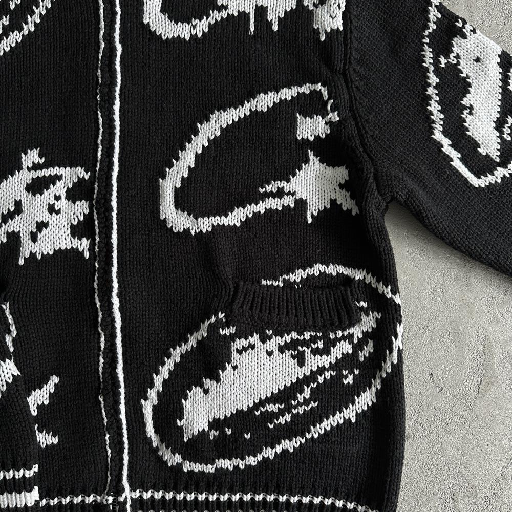 heavy knit jacquard sweater black