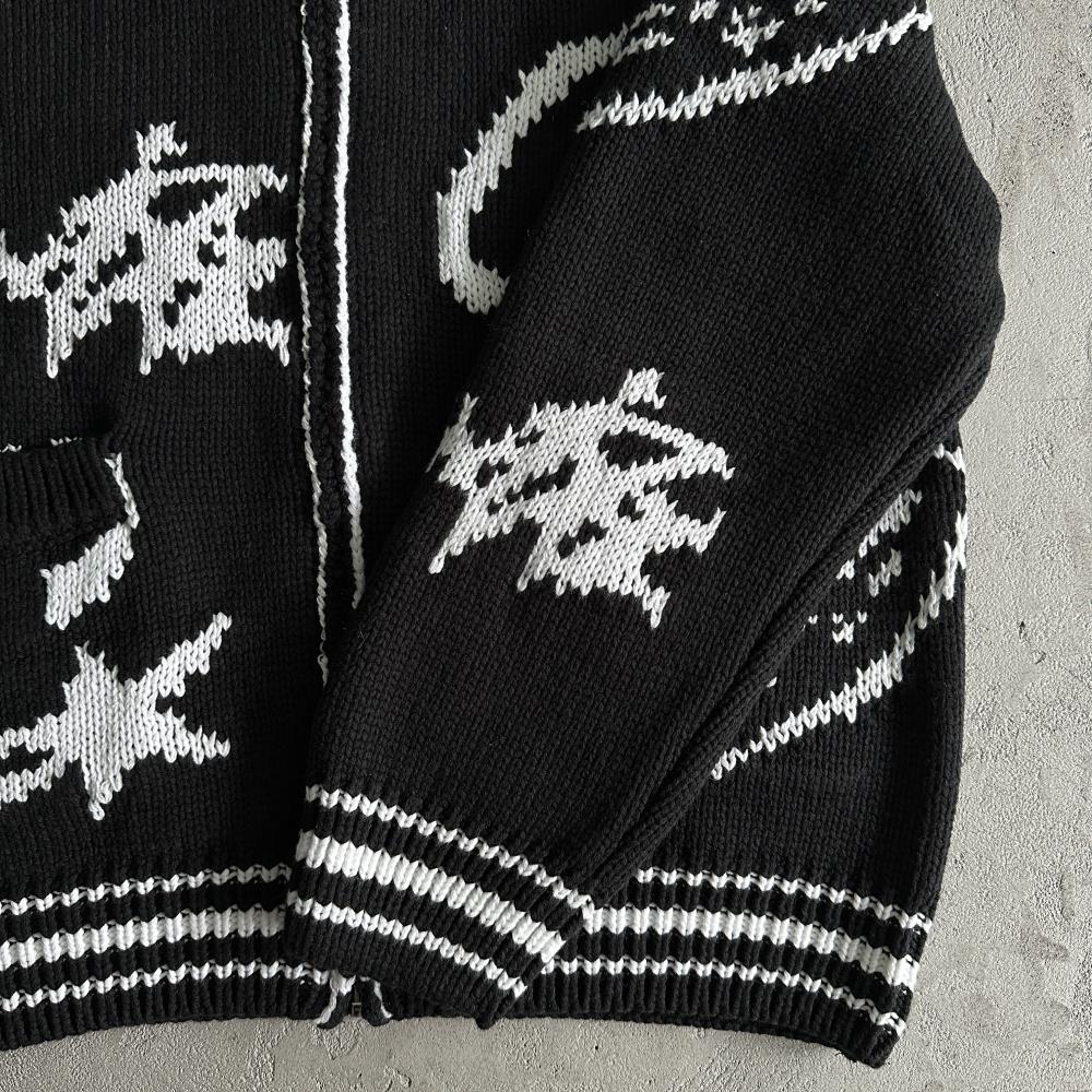 heavy knit jacquard sweater black