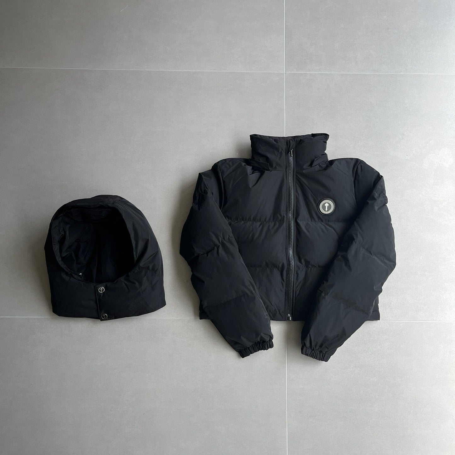 womens irongate detachable hooded puffer - black