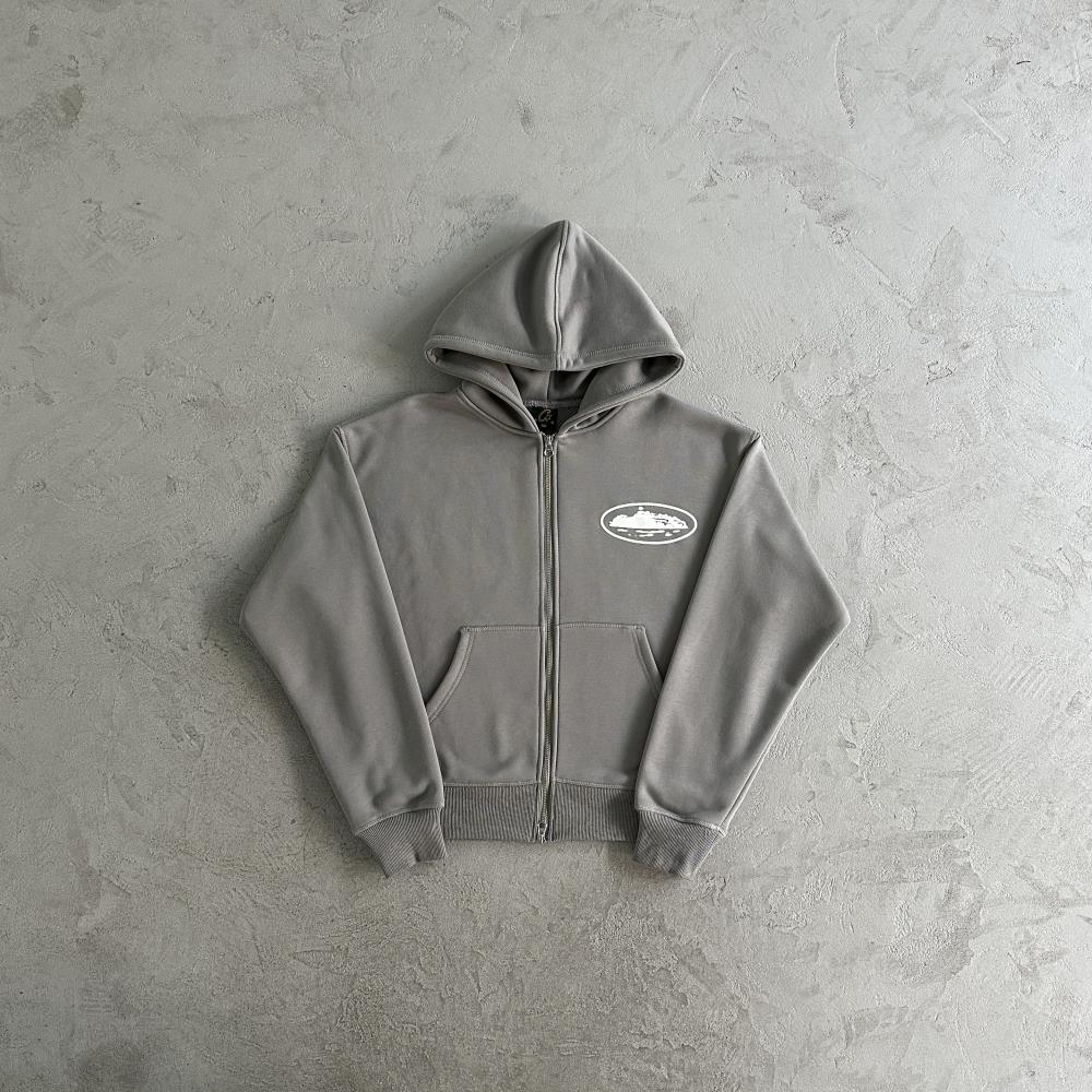 island puff print zip set-grey