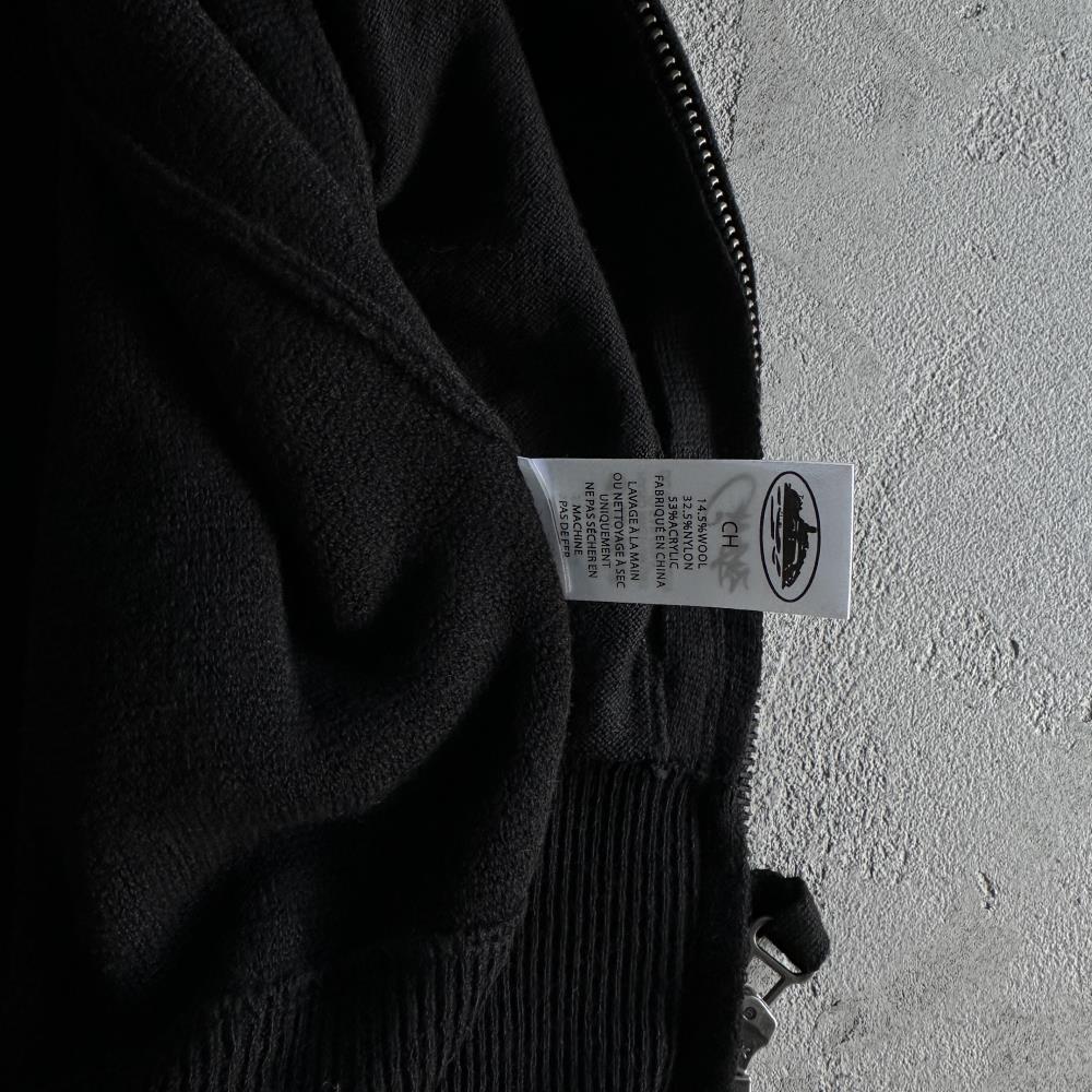 Knit zip up fleece- Black
