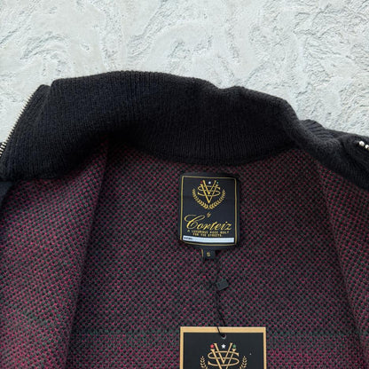 lux knit zip up-black