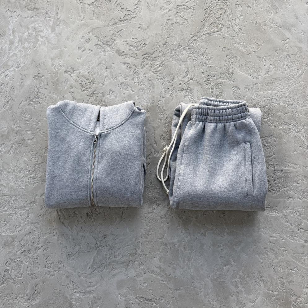 Lundun Stitch Zip Hoodie -Heather Grey