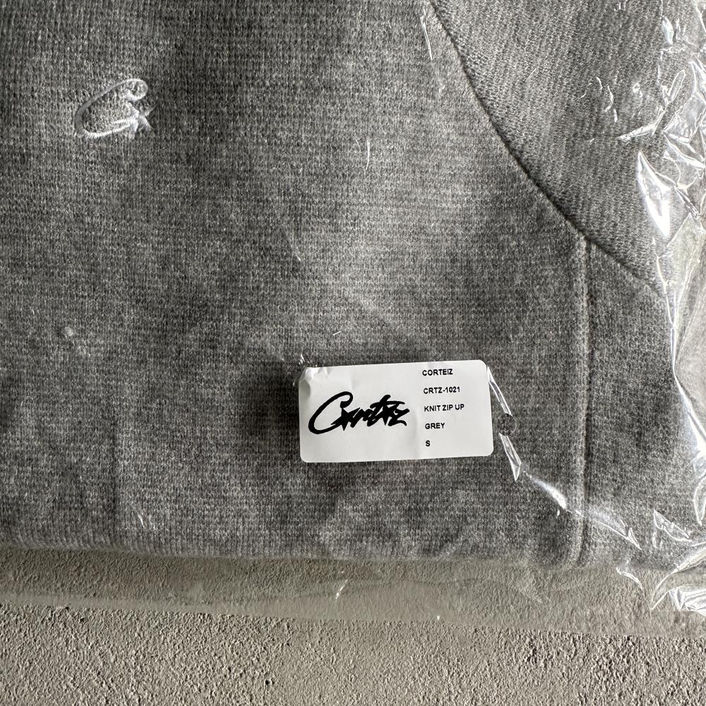 Knit zip up fleece-grey