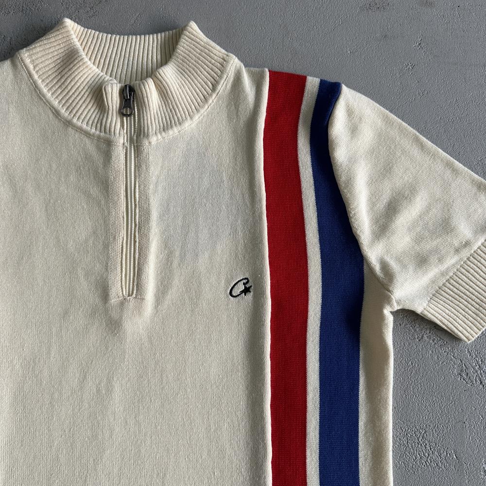 zip racer knit ss -cream