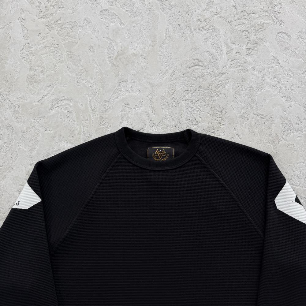 Star Raglan Waffle Thermal -Black