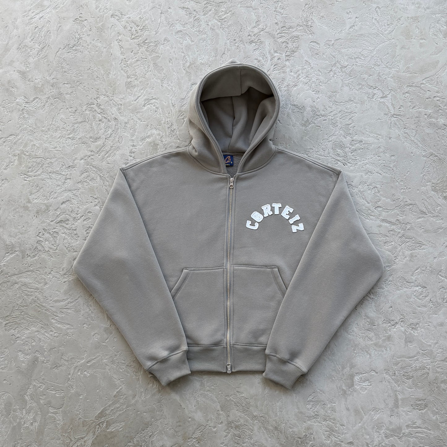 college arch open hem set-grey