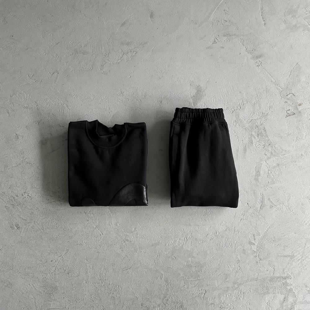 sy round neck suit-black tracksuit