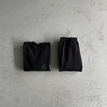 sy round neck suit-black tracksuit