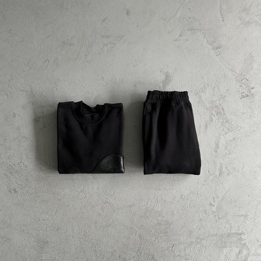 sy round neck suit-black tracksuit