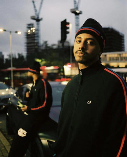 Knit zip up fleece- Black