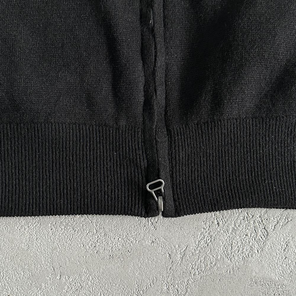 Knit zip up fleece-black
