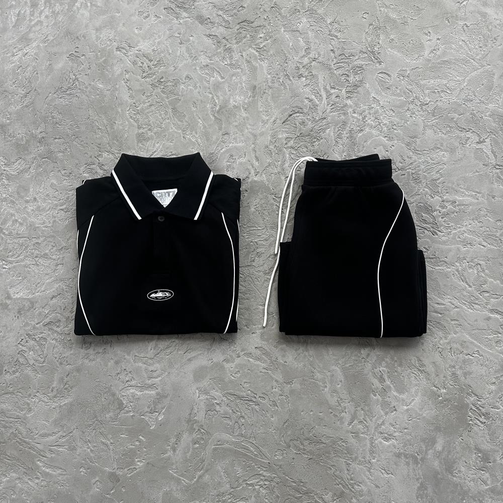 island pique polo set -black