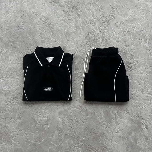 island pique polo set -black