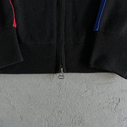 Knit zip up fleece- Black