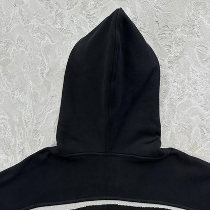 hybrid jacquard knit alcatraz zip hoodie-black
