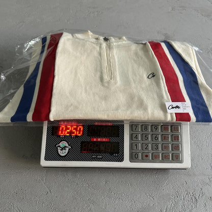 zip racer knit ss -cream