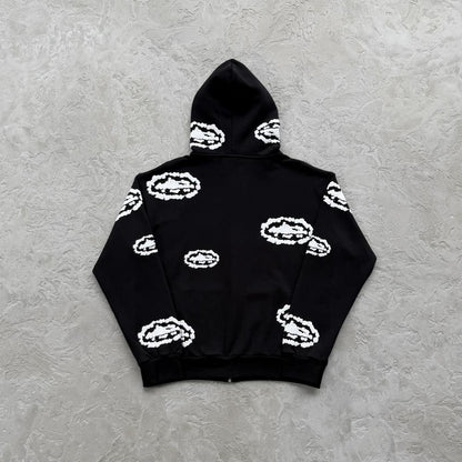 Cor X DenTears Zip Up Hoodie+DenTears Island Wreath Sweatpant -black