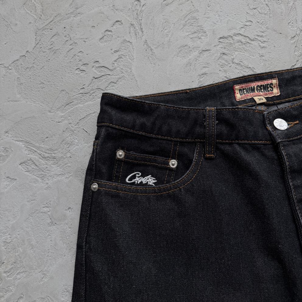 Crest Chainstitch Baggy Jeans- Washed Black