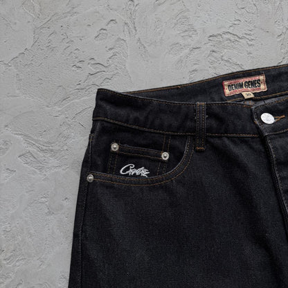 Crest Chainstitch Baggy Jeans- Washed Black