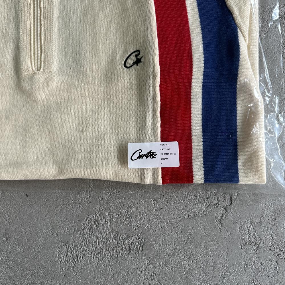 zip racer knit ss -cream