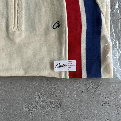 zip racer knit ss -cream
