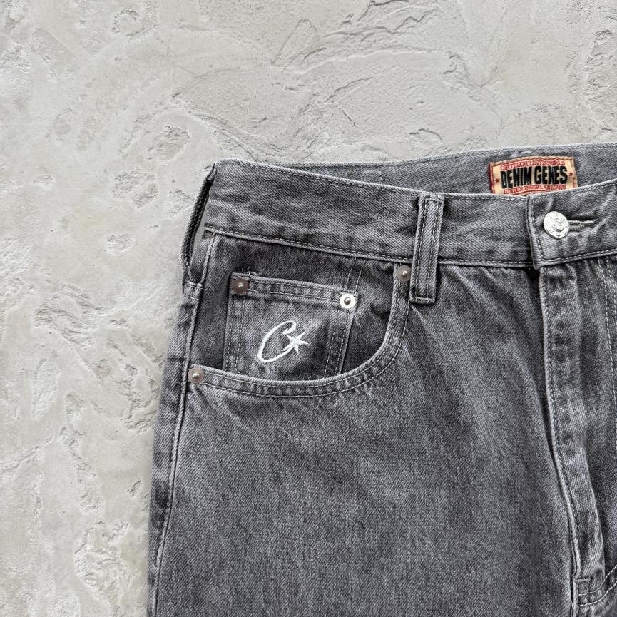EMBOSSED C-STAR DENIM WORK PANT-grey