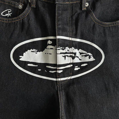 CR island baggy jeans-black