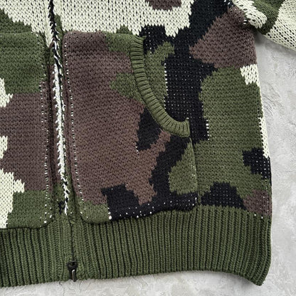 alca traz heavy knit zip hoodie-camo